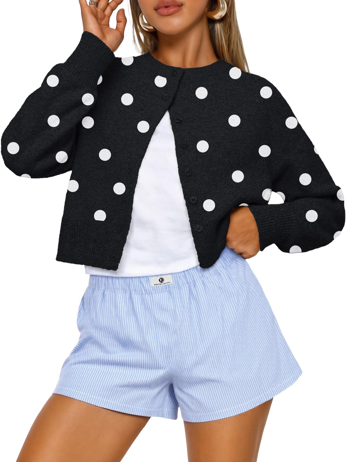Trendy Queen Women's Cropped Fall Cardigan Sweater