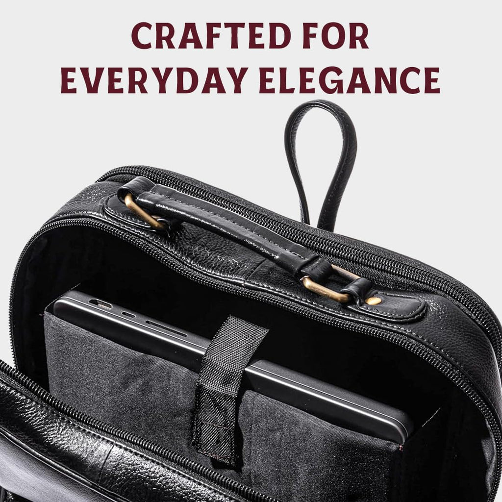 15.6-Inch Luxury Leather Laptop Backpack for Work & Business
