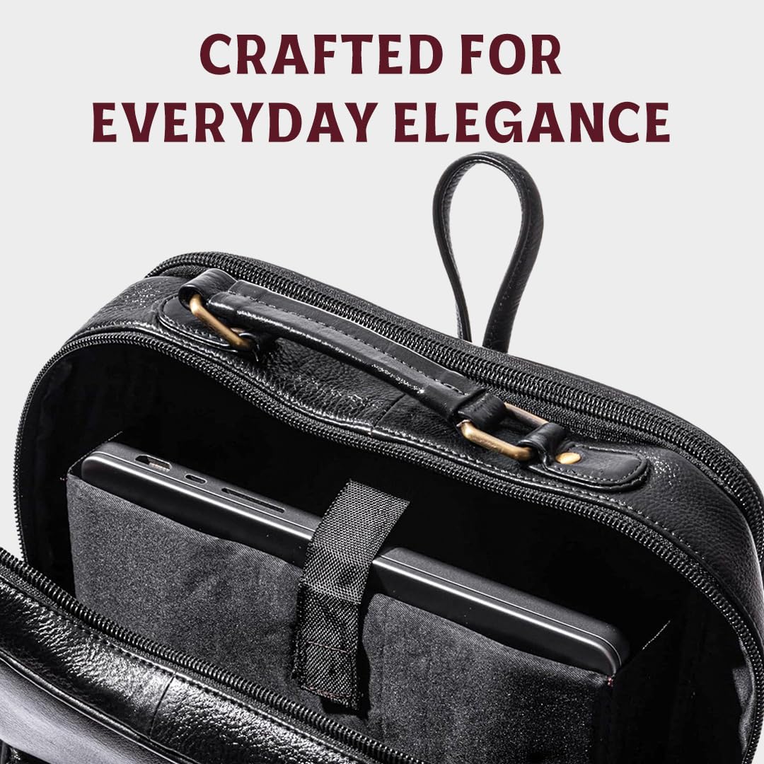 15.6-Inch Luxury Leather Laptop Backpack for Work & Business