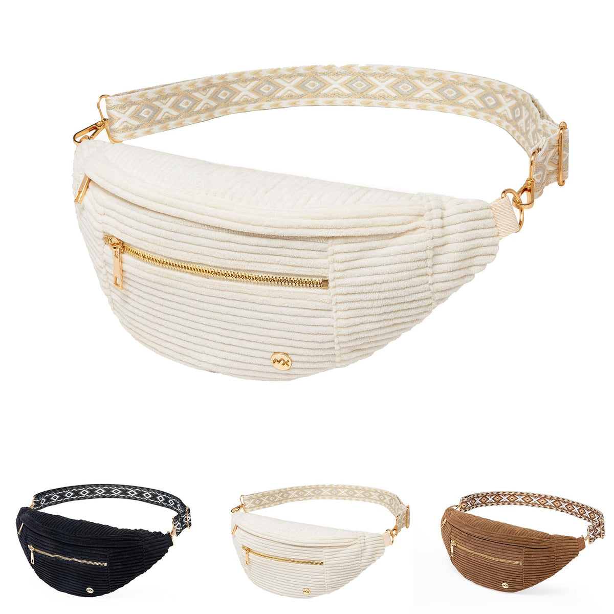 MAXTOP Unisex Large Crossbody Fanny Pack with 4 Zipper Pockets