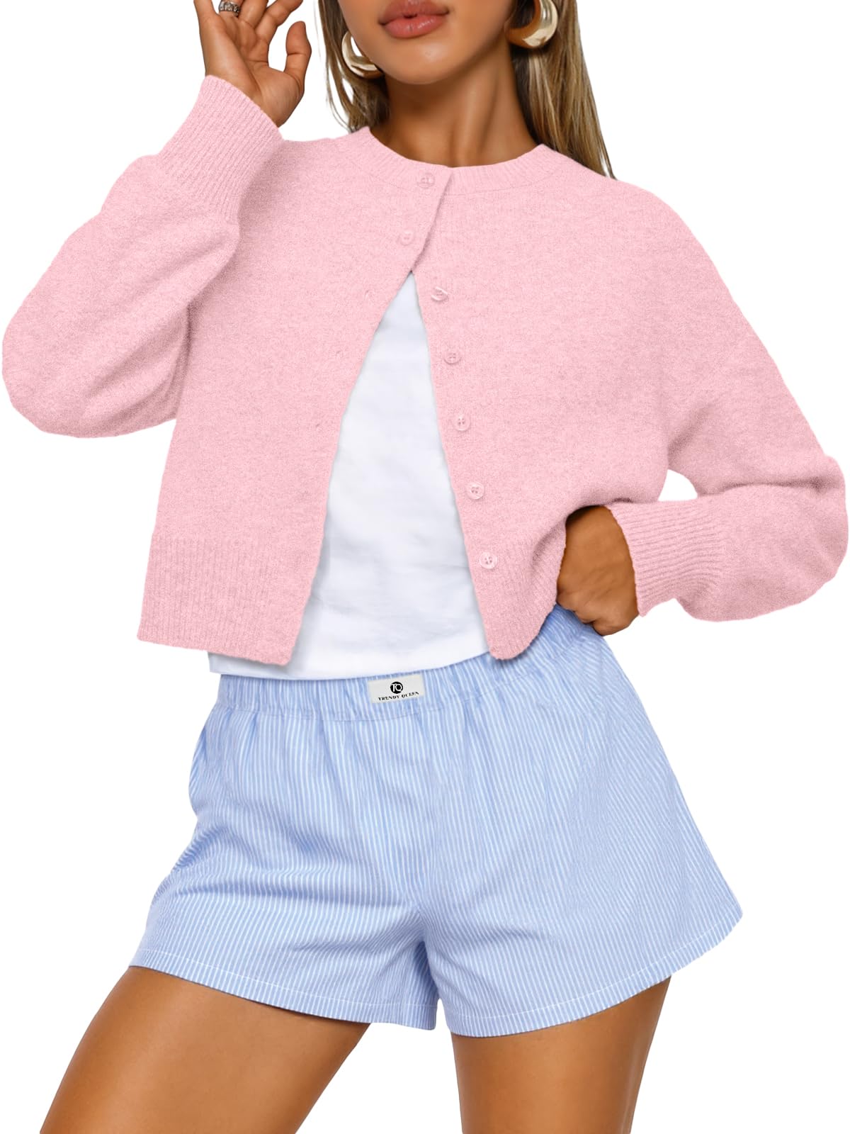 Trendy Queen Women's Cropped Fall Cardigan Sweater