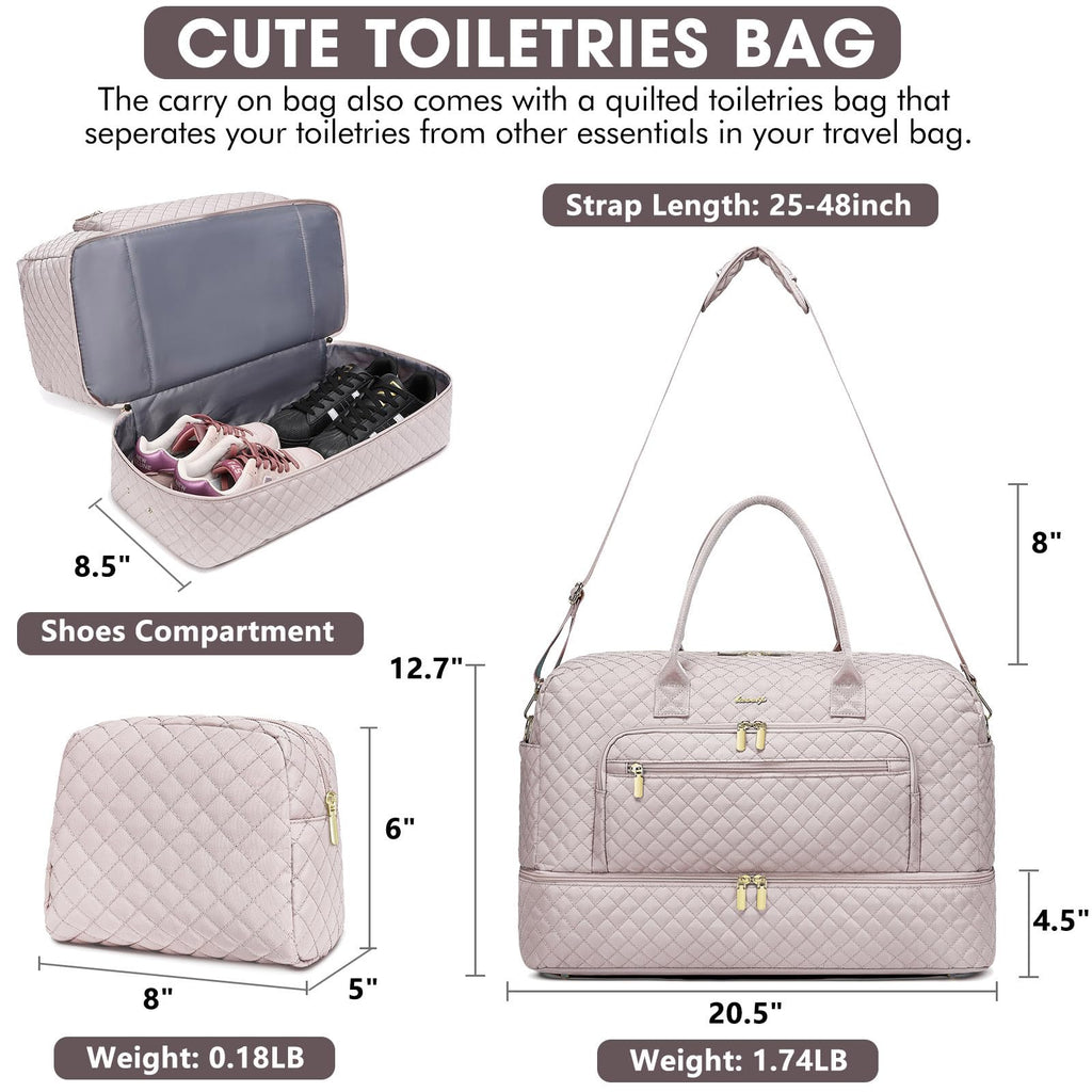 Women's Large Weekender Travel Duffle Bag with Wet Pocket