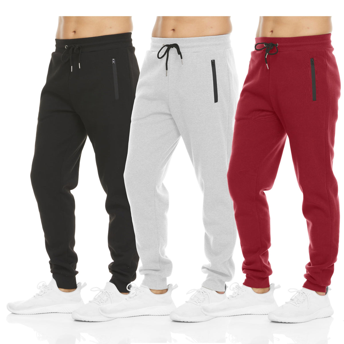 PURE CHAMP Men's Fleece Athletic Jogger Sweatpants 3-Pack