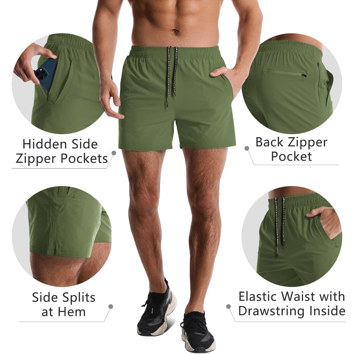 Lempue Men's 5-Inch Athletic Workout Shorts 2-Pack