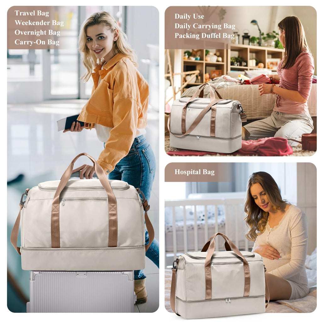 Women's Large Weekender Duffle Bag with Shoe Compartment