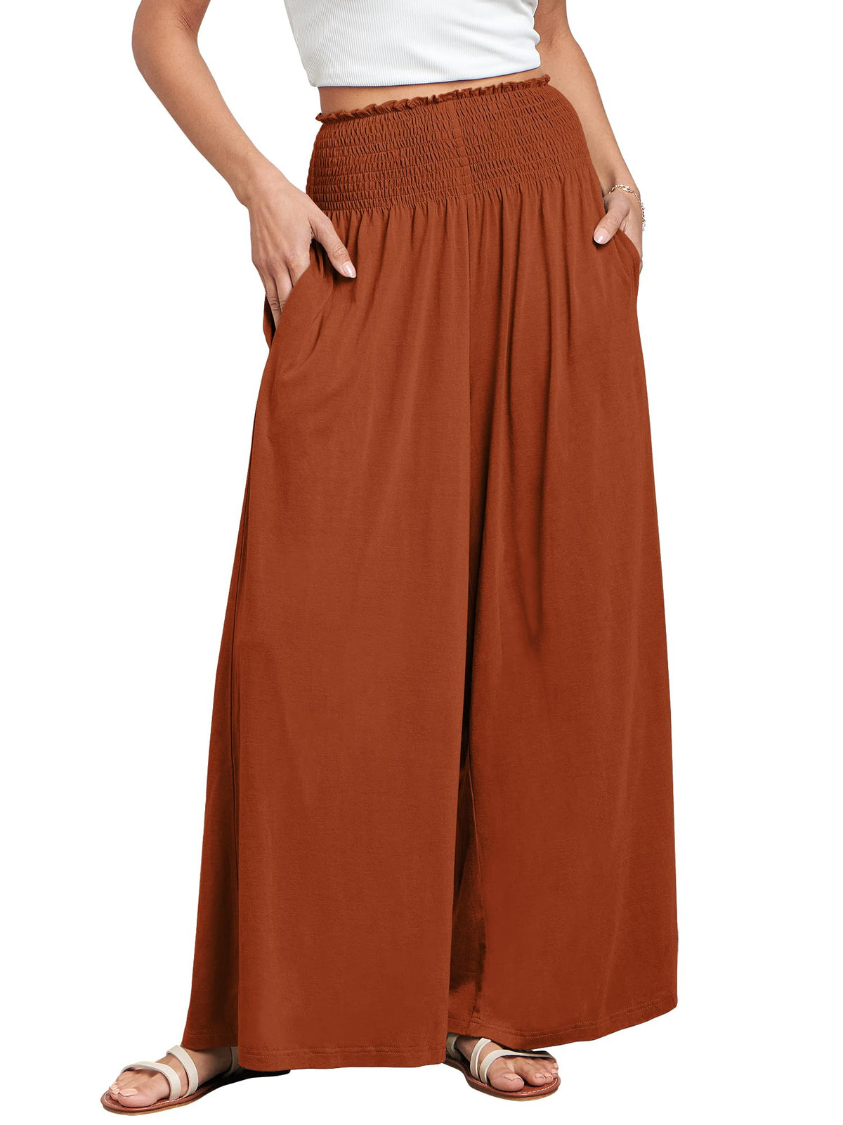 ANRABESS Women's Casual Wide-Leg Palazzo Pants with Pockets