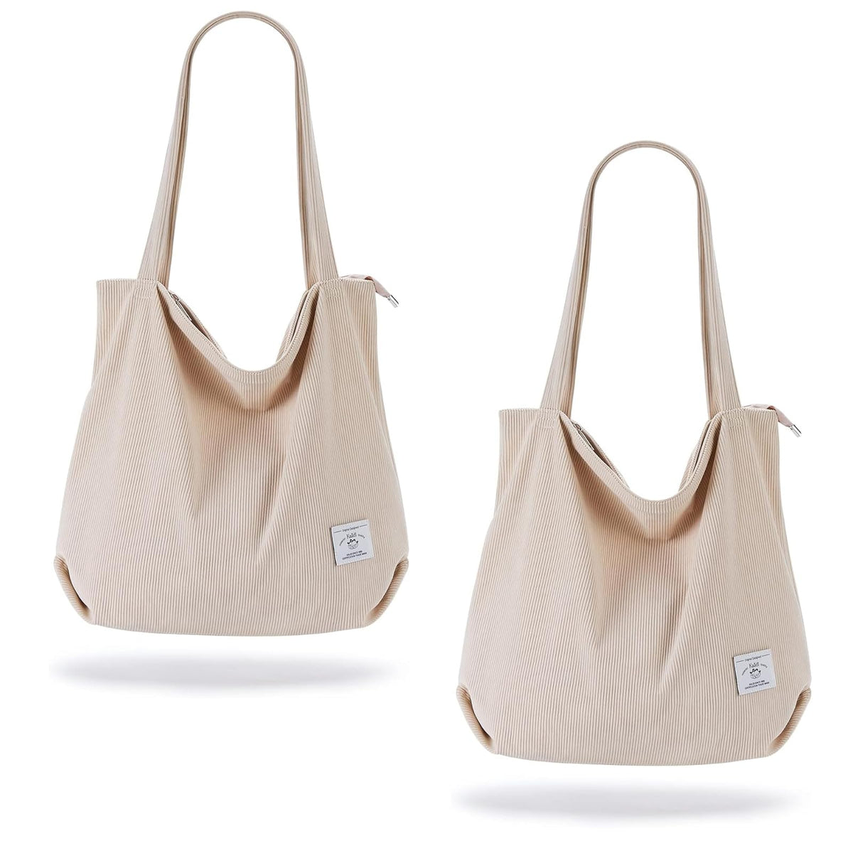 KALIDI Women's Large Corduroy Zipper Tote Shoulder Bag