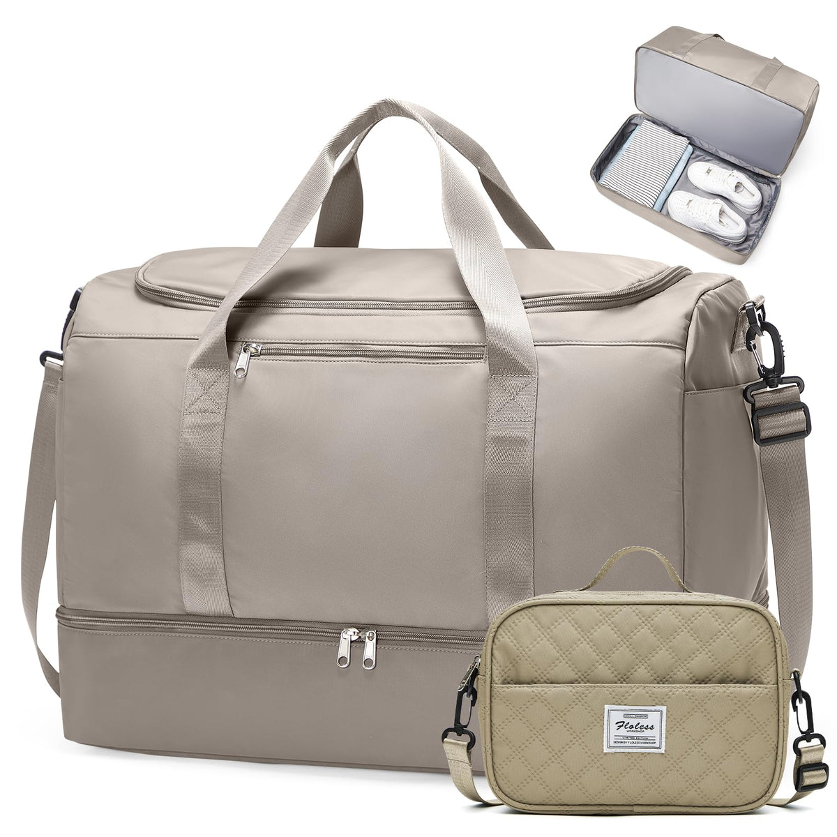 Women's Large Weekender Duffle Bag with Shoe Compartment