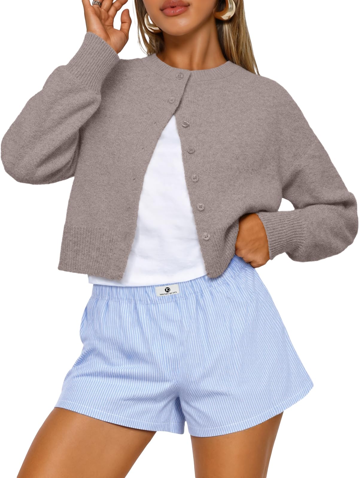 Trendy Queen Women's Cropped Fall Cardigan Sweater