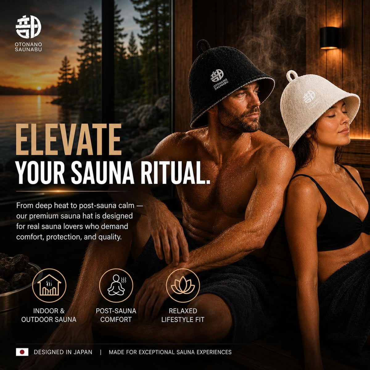 Reversible Double-Layer 100% Cotton Japanese Sauna Hat