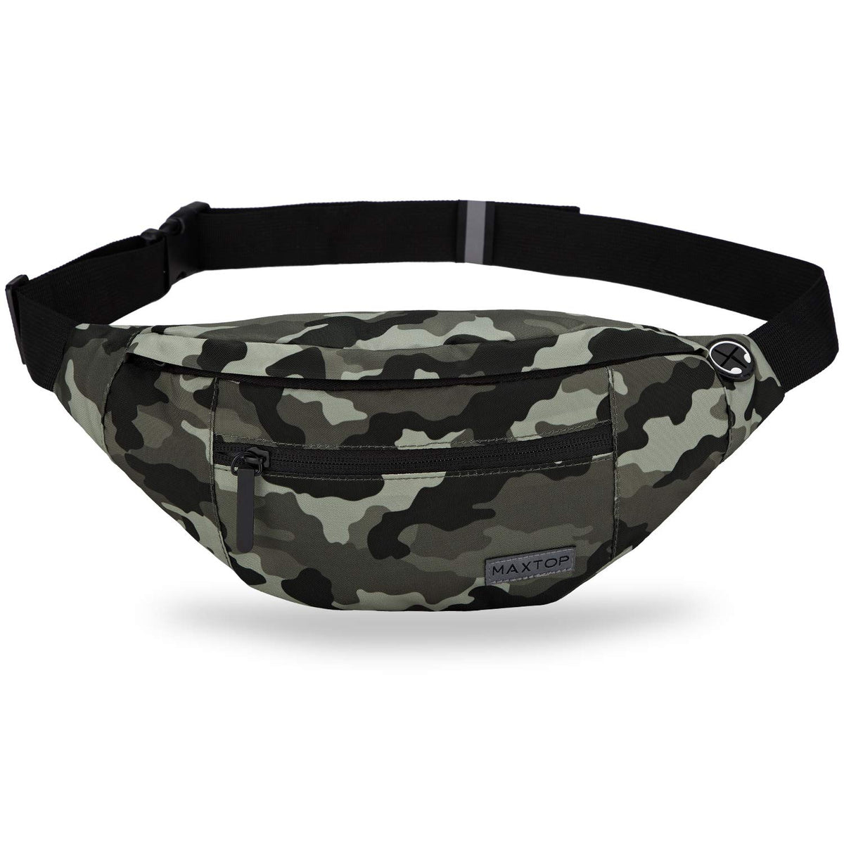 MAXTOP Unisex Large Crossbody Fanny Pack with 4 Zipper Pockets