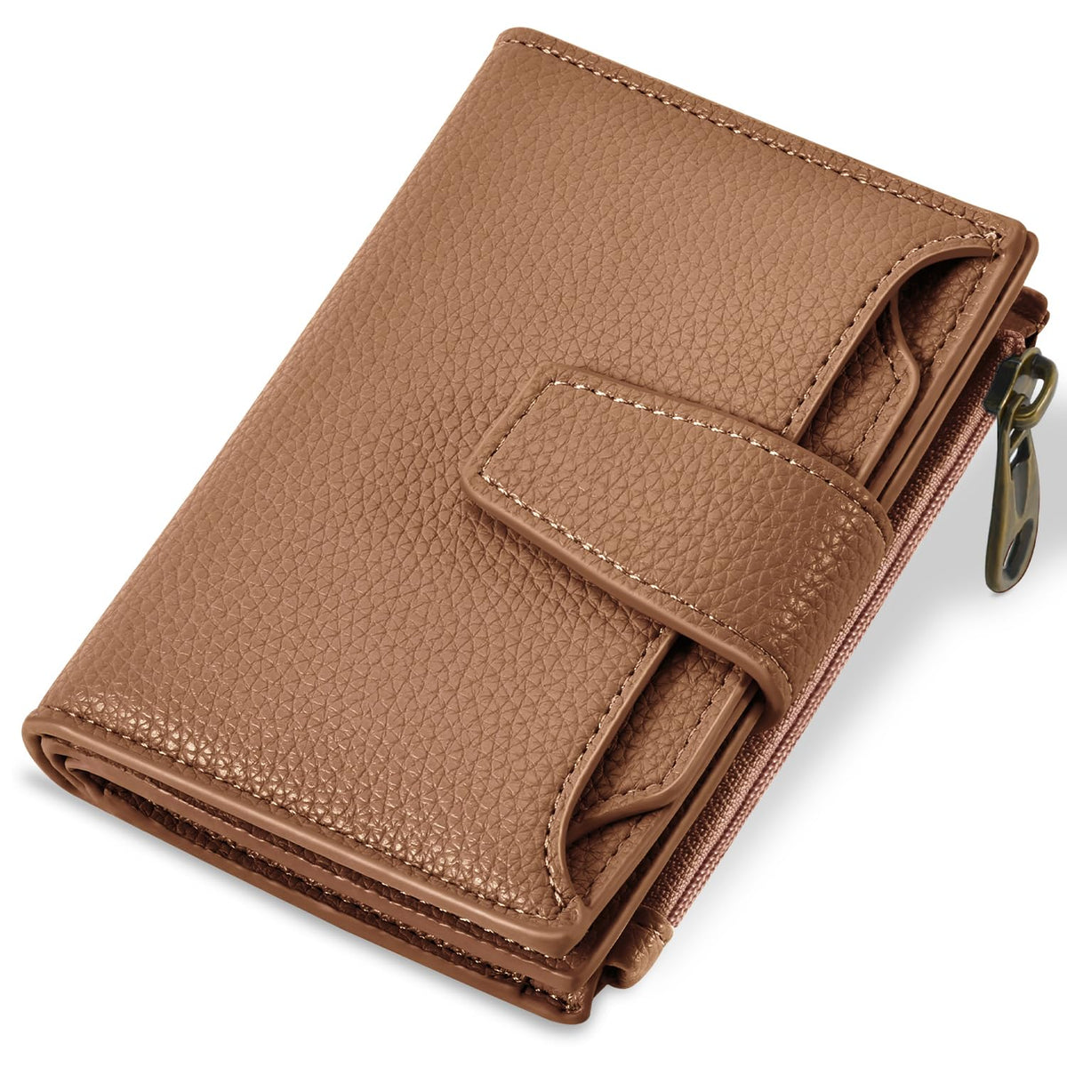 Women's Compact RFID Bifold Leather Wallet with ID Window