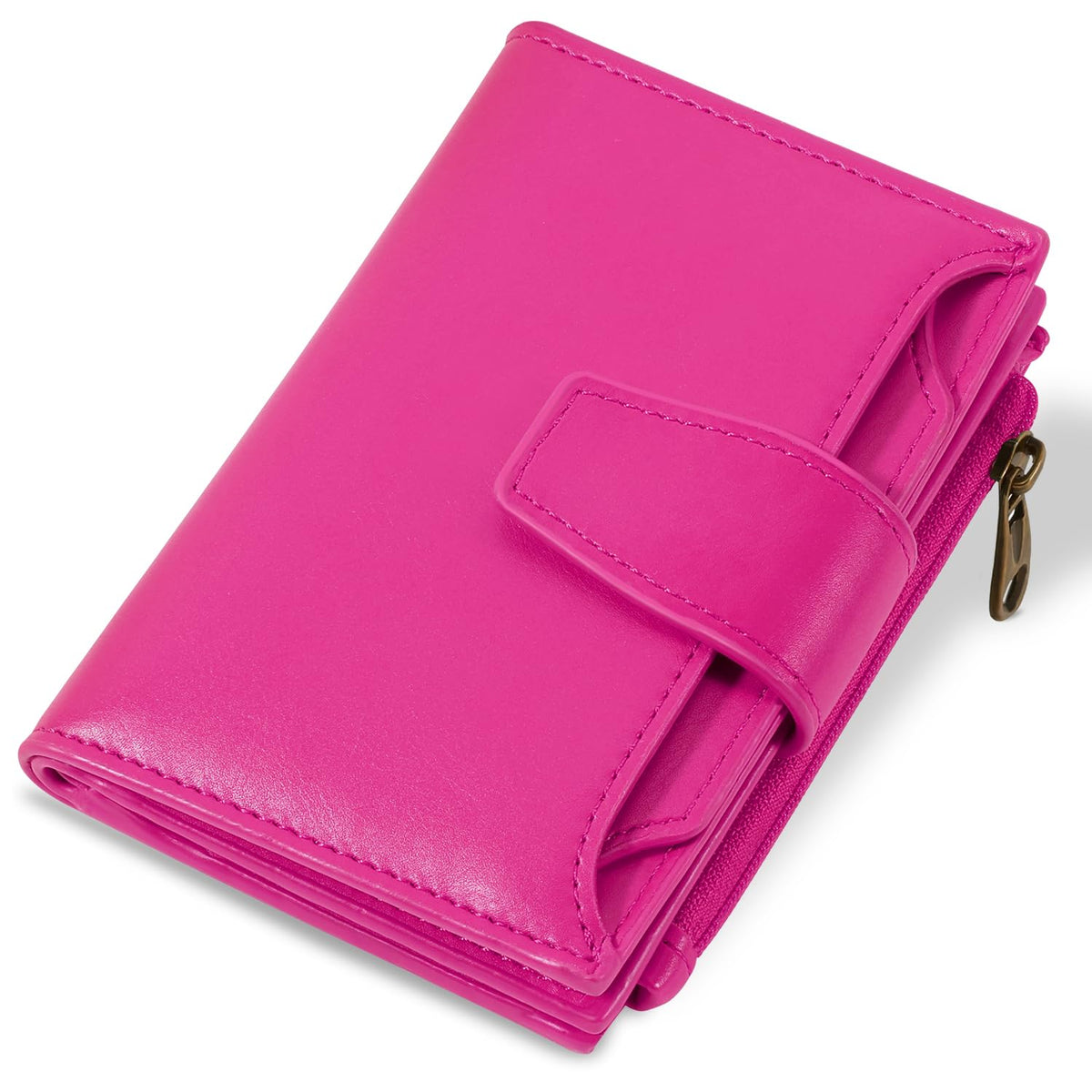 Women's Compact RFID Bifold Leather Wallet with ID Window