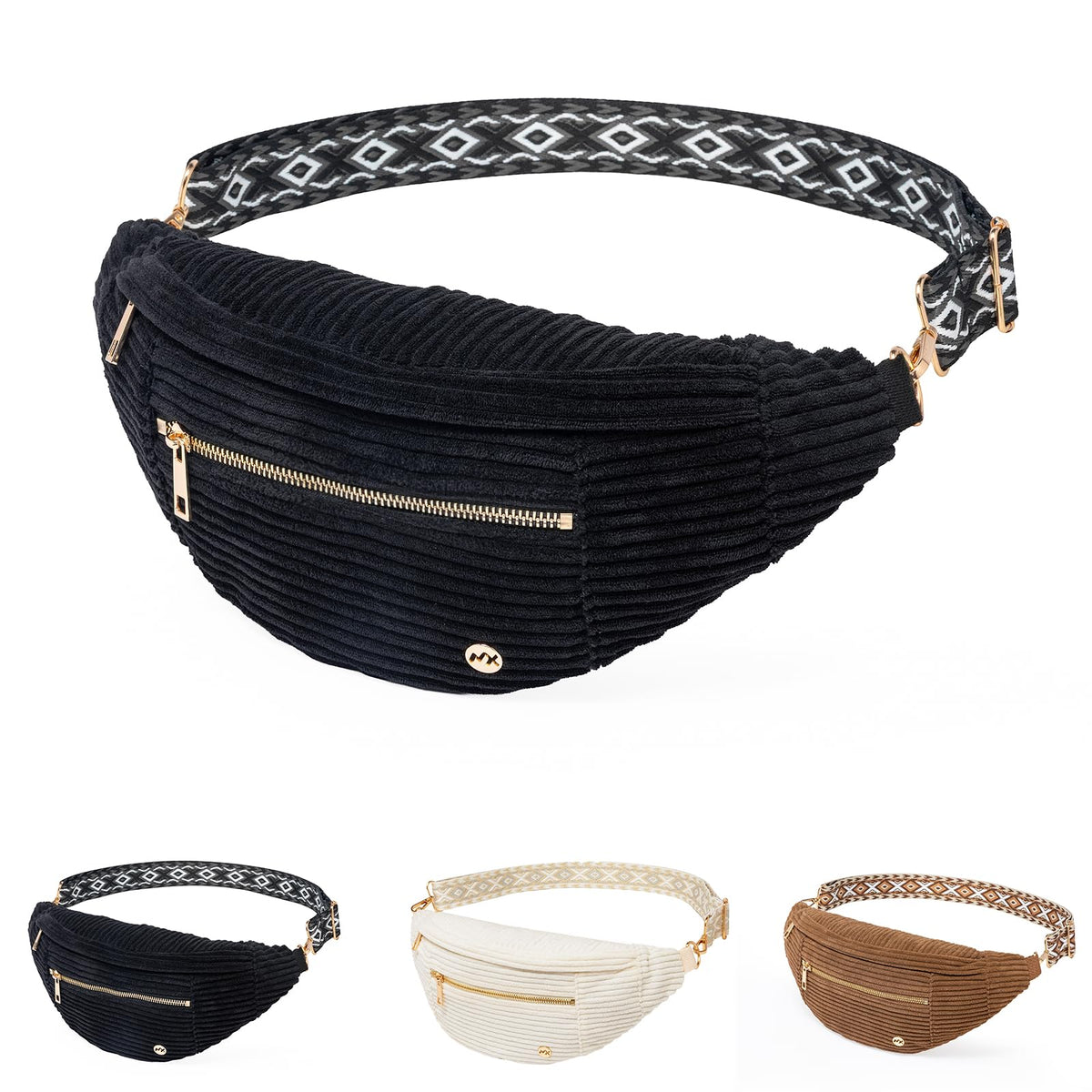MAXTOP Unisex Large Crossbody Fanny Pack with 4 Zipper Pockets