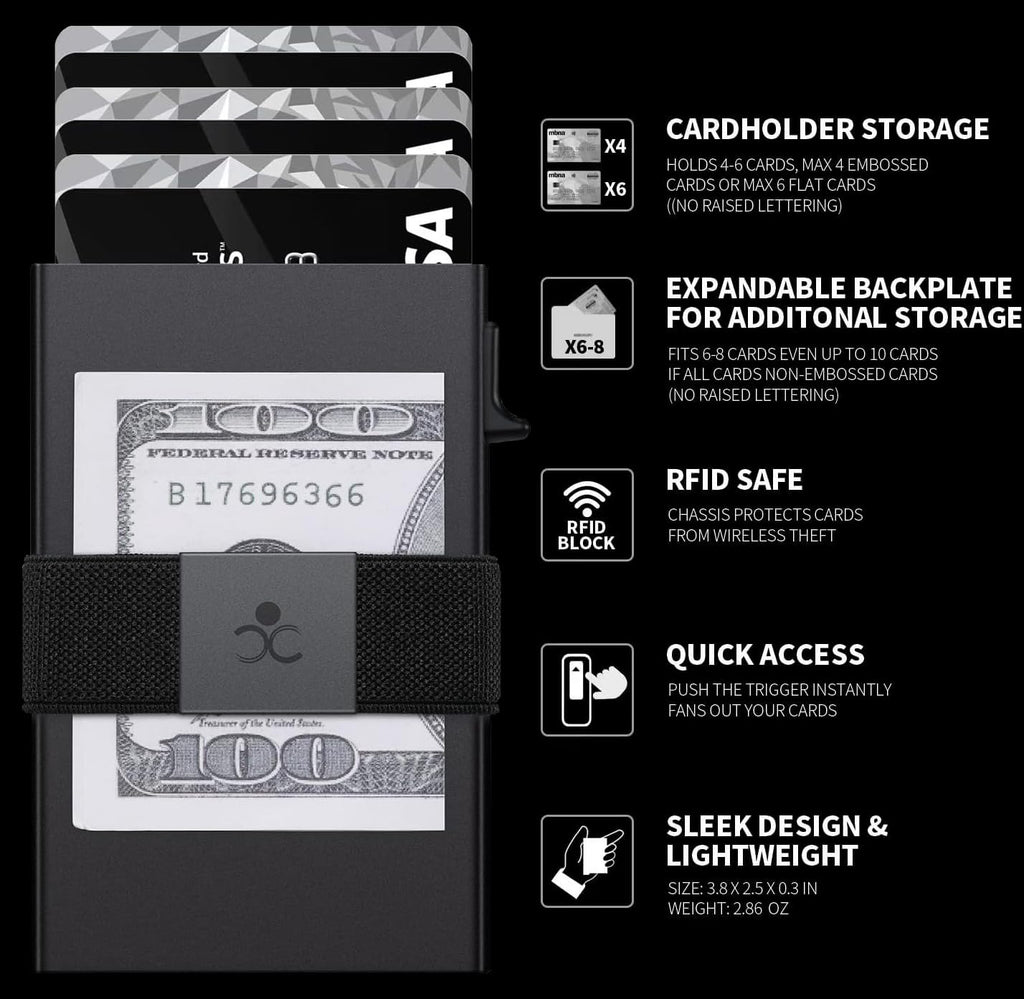 Men's Slim RFID Aluminum Pop-Up Card Holder Wallet