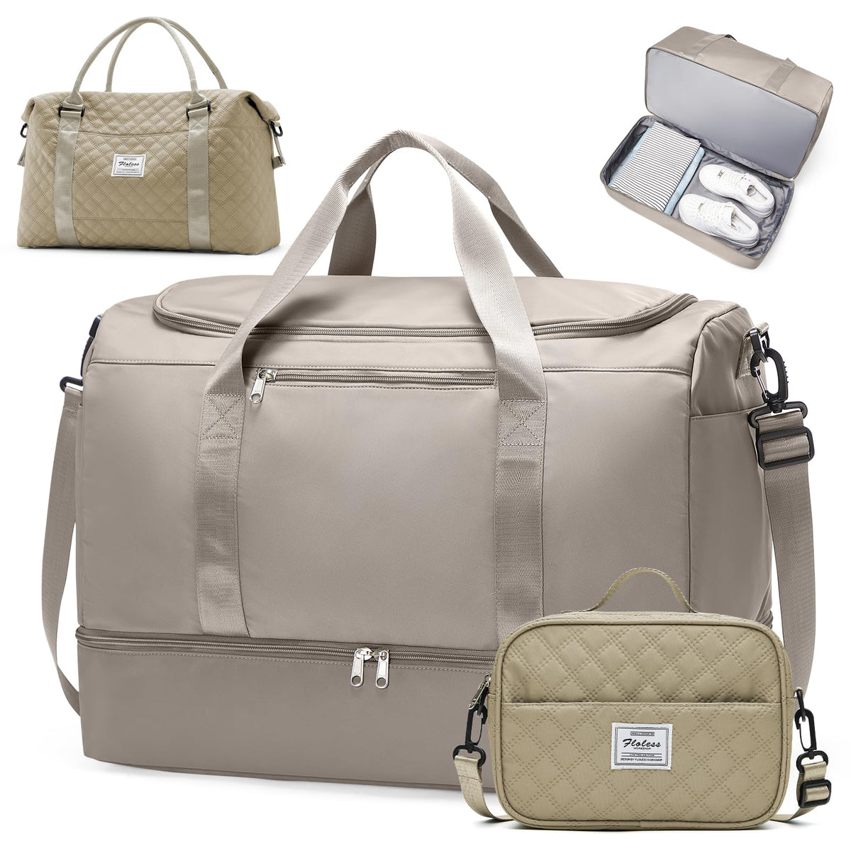 Women's Large Weekender Duffle Bag with Shoe Compartment