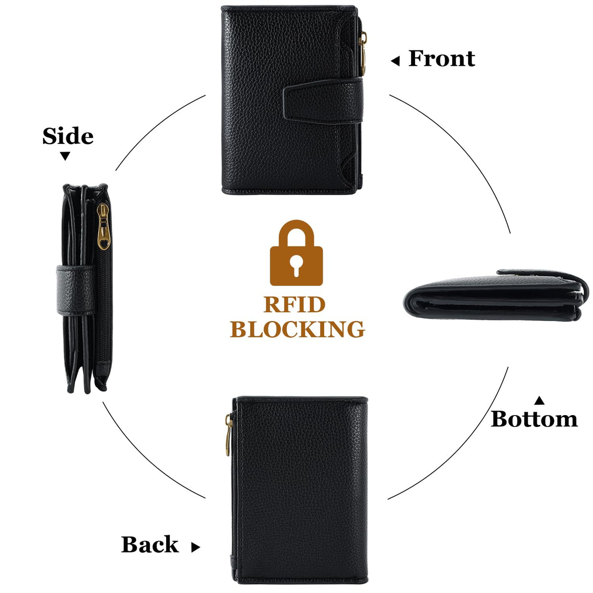 Women's Compact RFID Bifold Leather Wallet with ID Window