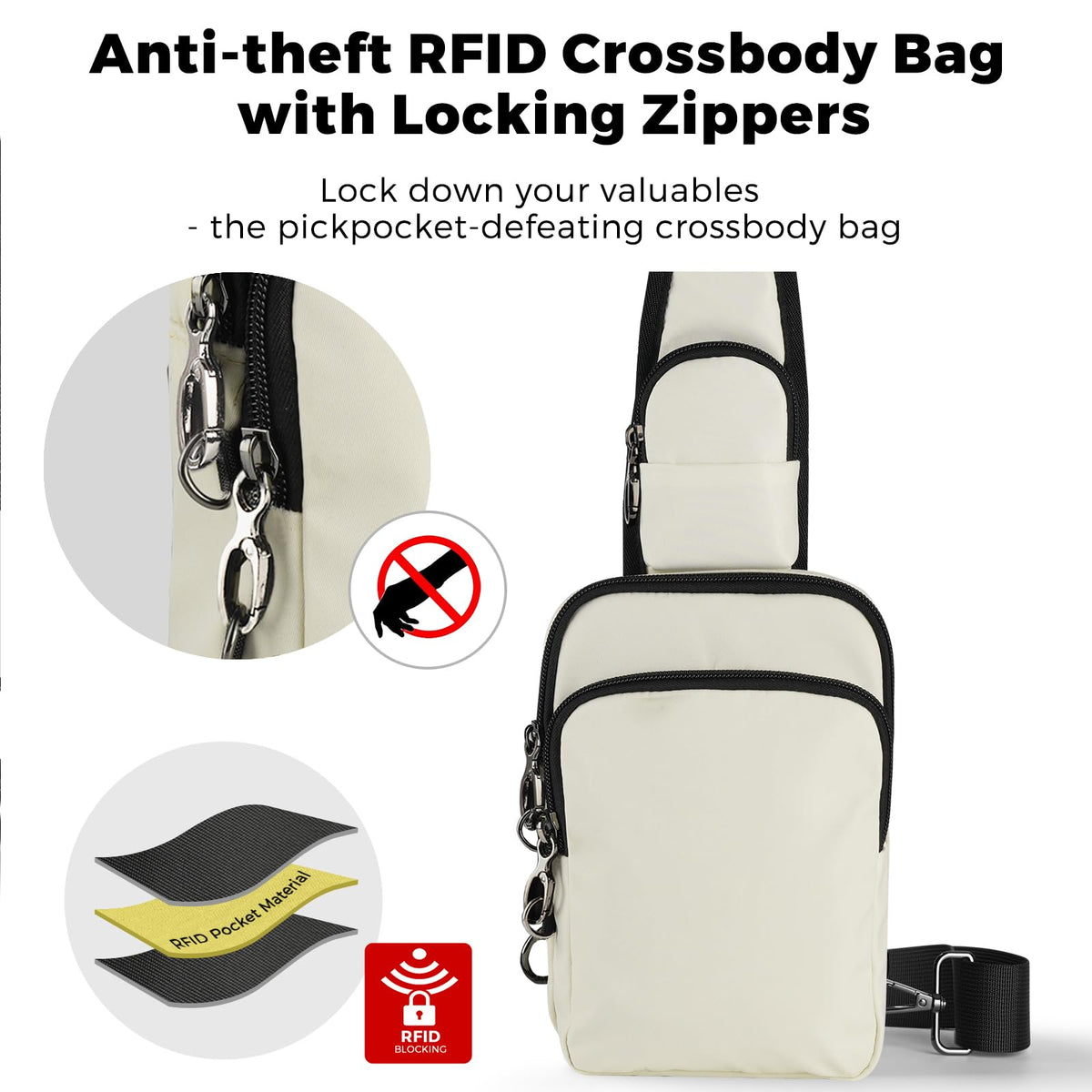 VADOO Unisex RFID Water-Resistant Crossbody Sling Bag
