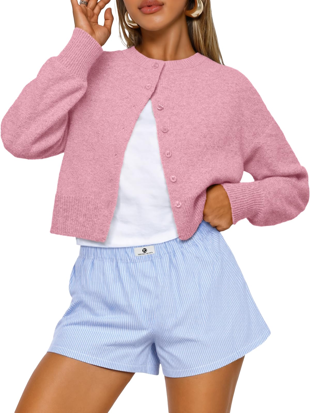 Trendy Queen Women's Cropped Fall Cardigan Sweater