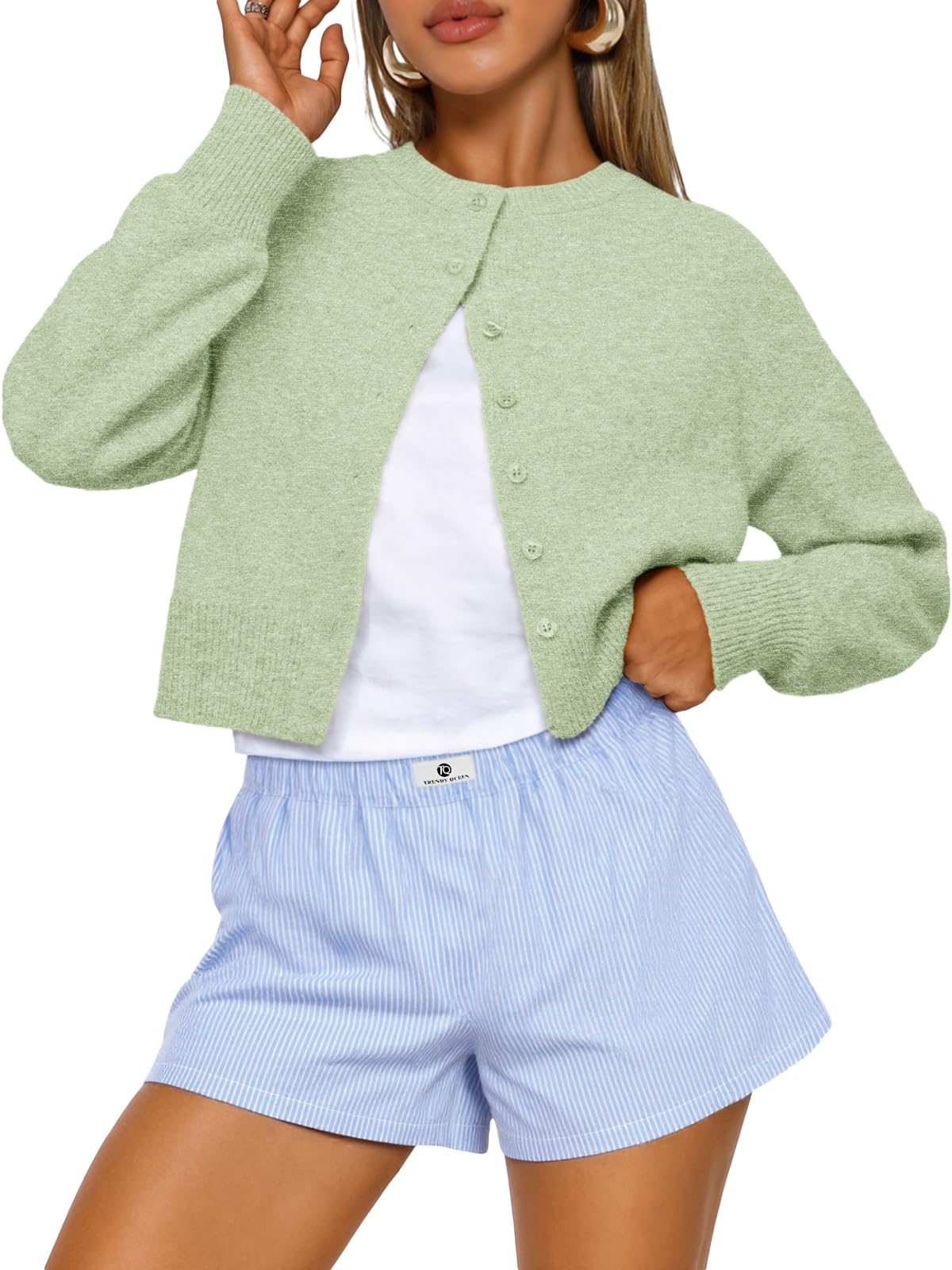 Trendy Queen Women's Cropped Fall Cardigan Sweater