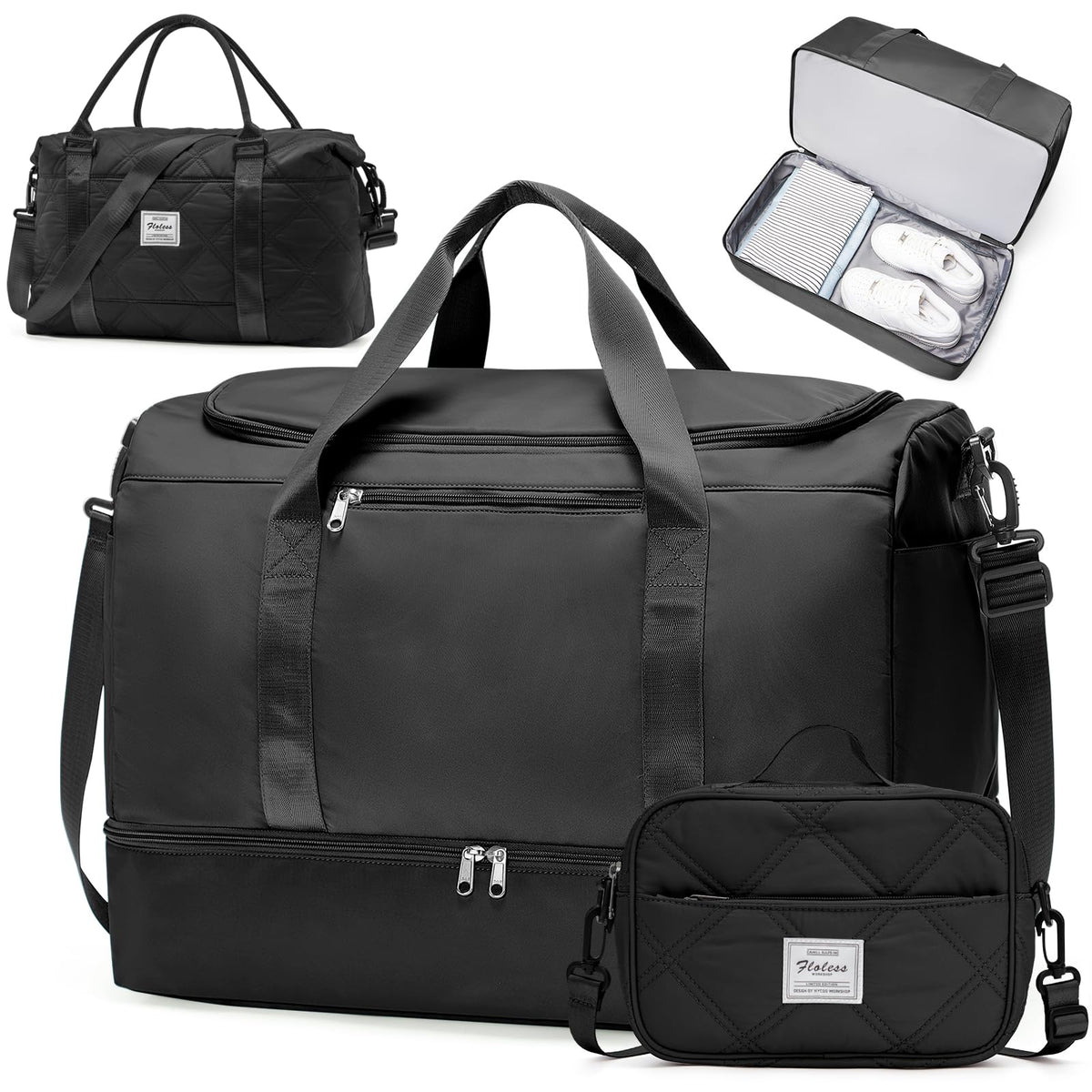 Women's Large Weekender Duffle Bag with Shoe Compartment
