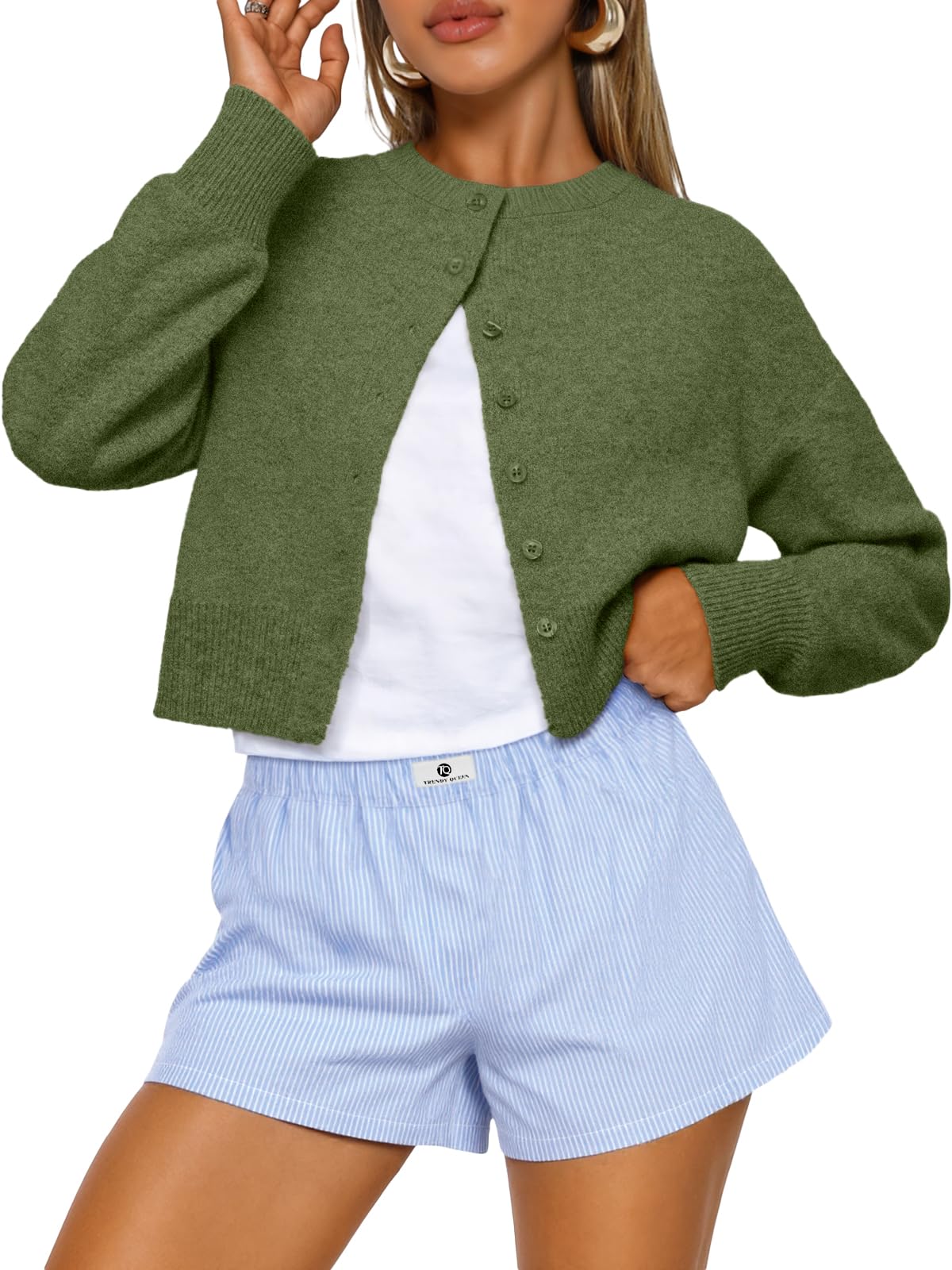 Trendy Queen Women's Cropped Fall Cardigan Sweater