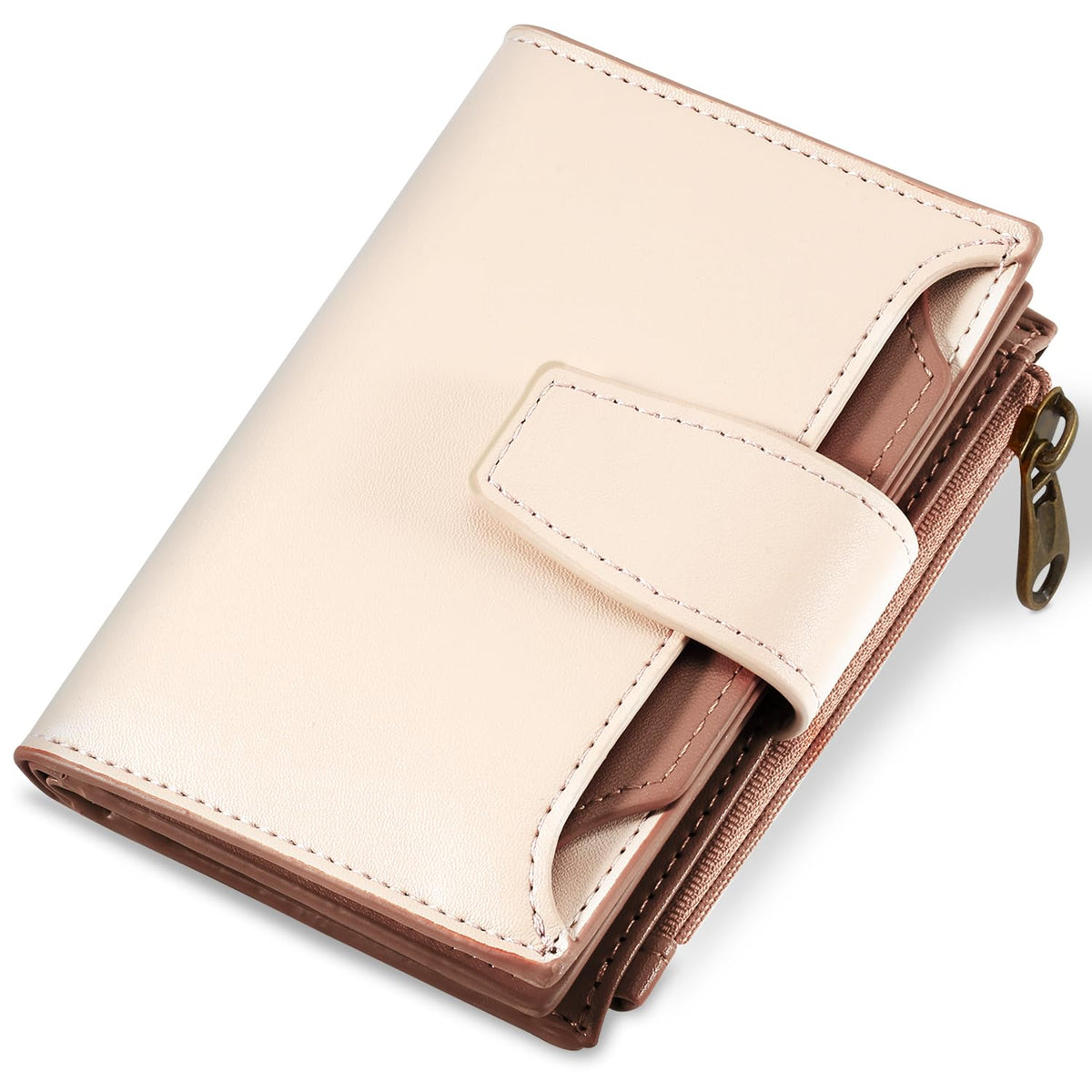 Women's Compact RFID Bifold Leather Wallet with ID Window