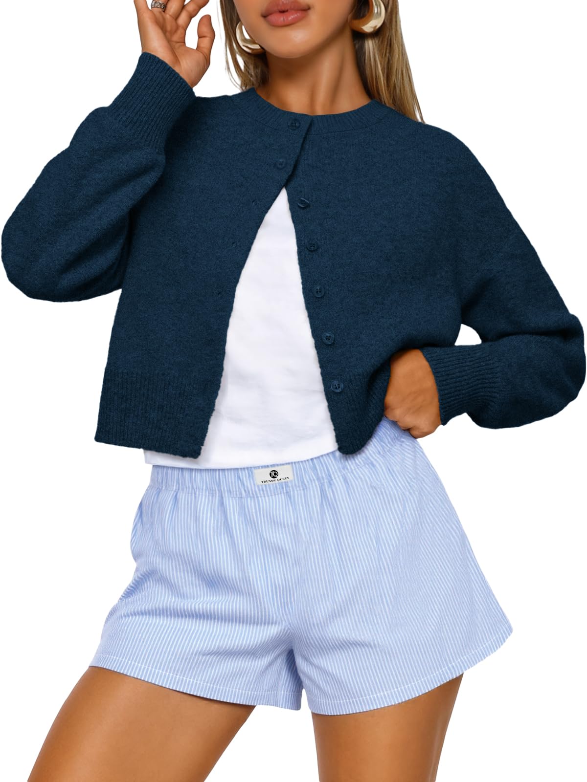 Trendy Queen Women's Cropped Fall Cardigan Sweater