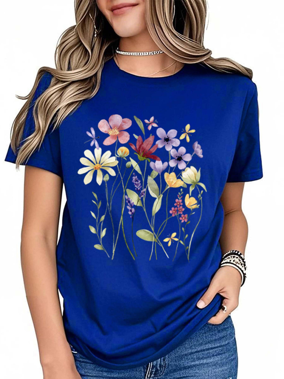 Women's Vintage Wildflower Graphic Short-Sleeve T-Shirt