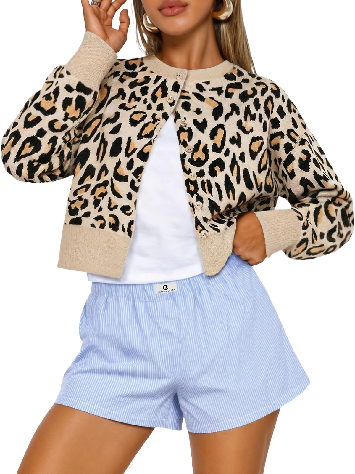 Trendy Queen Women's Cropped Fall Cardigan Sweater