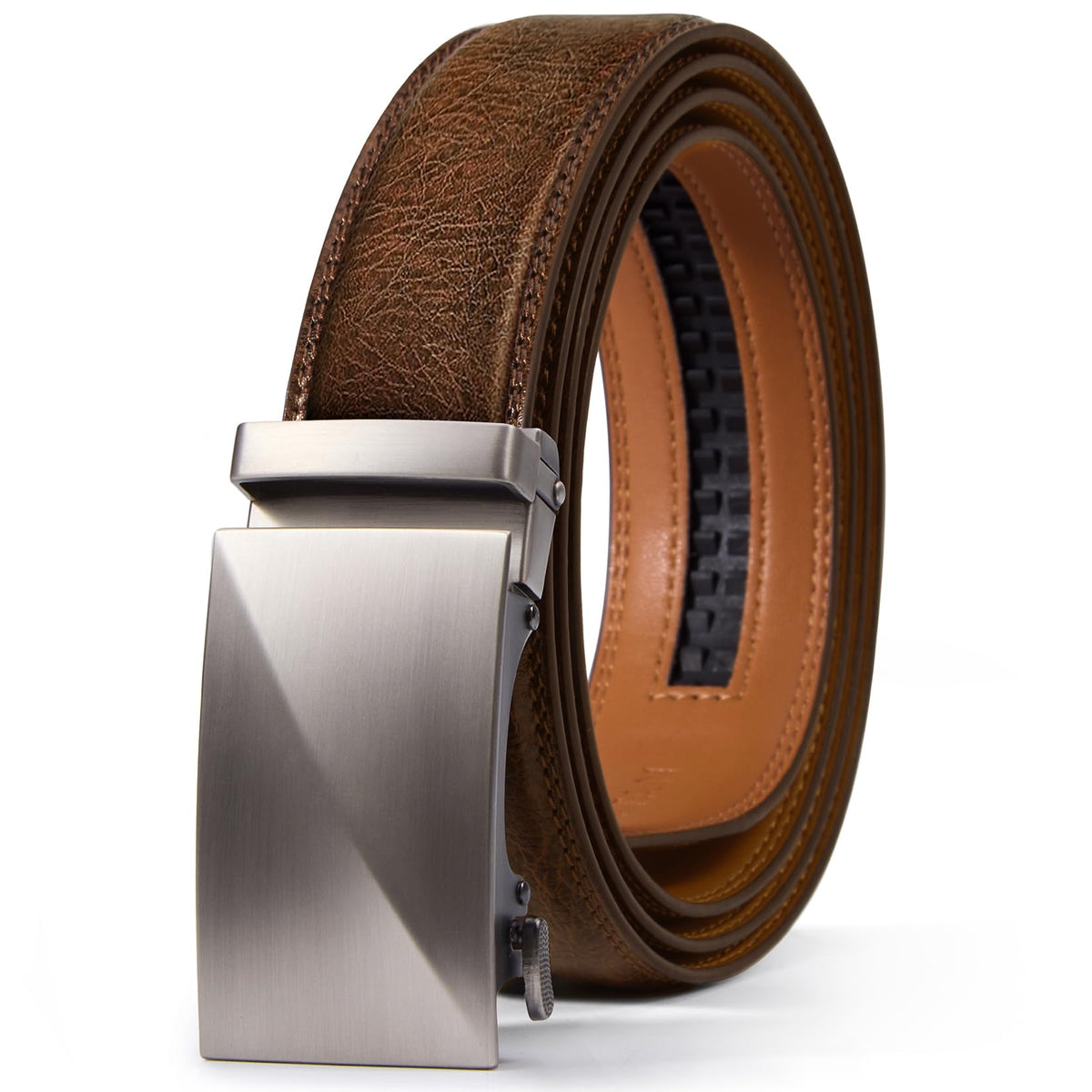 Men's Leather Ratchet Belt for Dress and Casual Wear