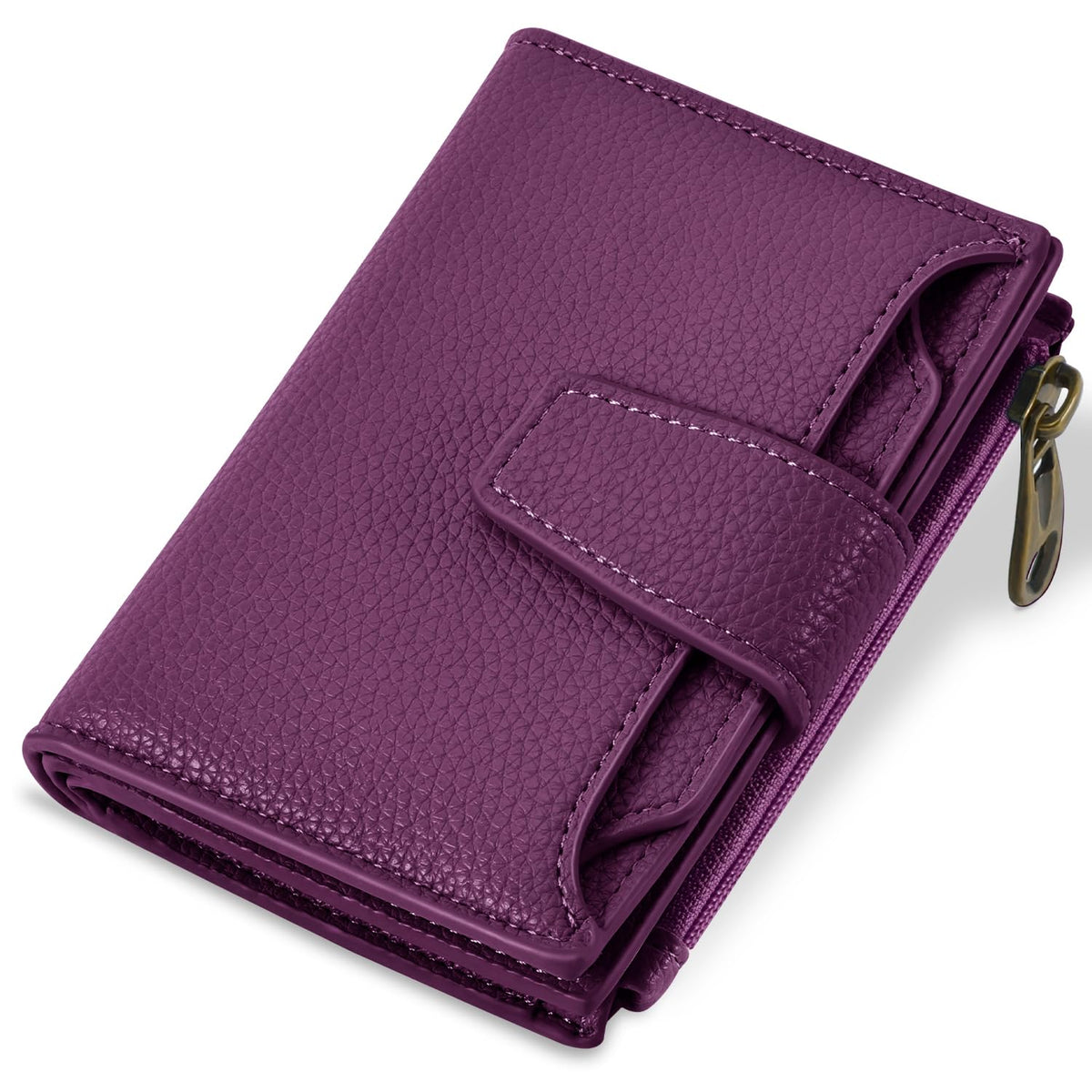 Women's Compact RFID Bifold Leather Wallet with ID Window