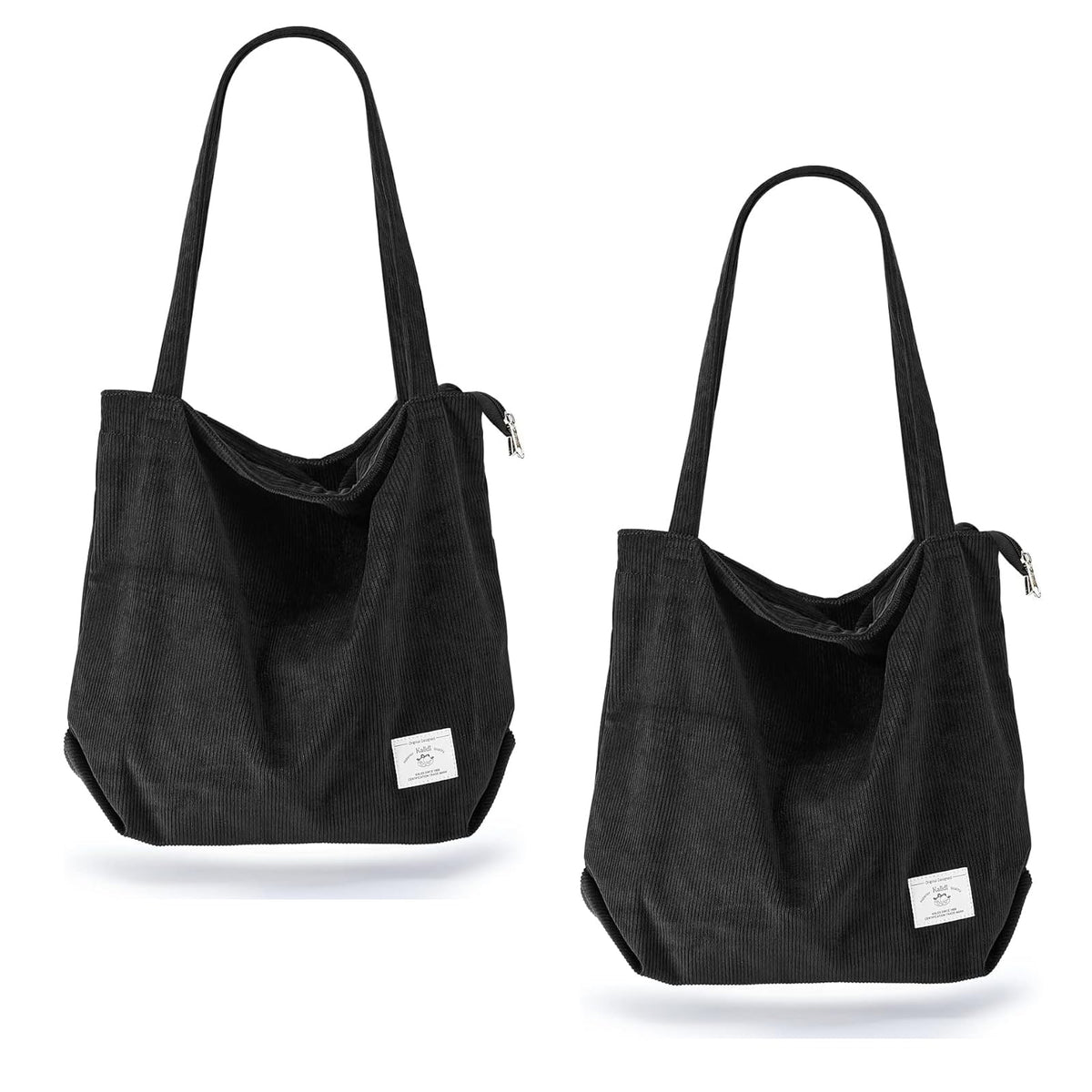 KALIDI Women's Large Corduroy Zipper Tote Shoulder Bag