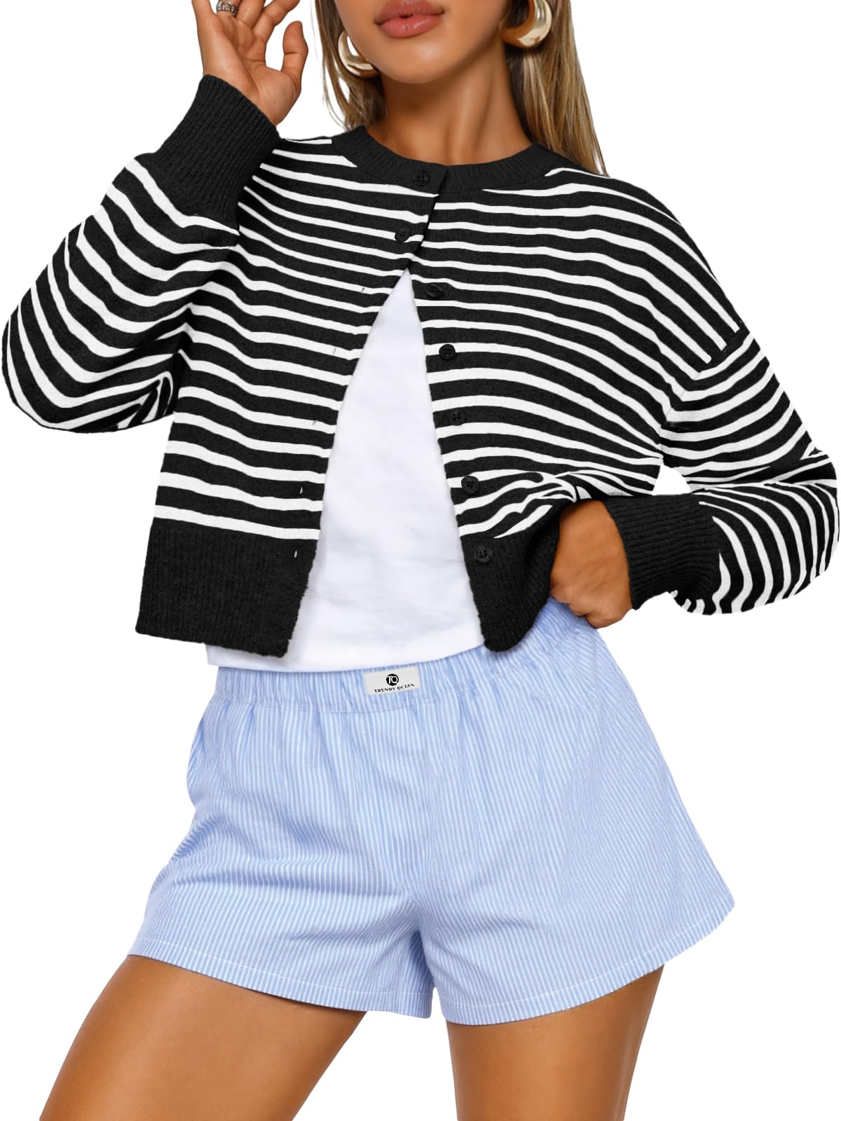 Trendy Queen Women's Cropped Fall Cardigan Sweater