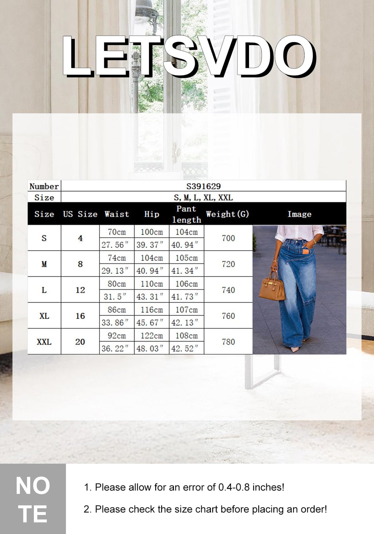LETSVDO Women's Wide-Leg Wrap Skirt Cargo Baggy Jeans