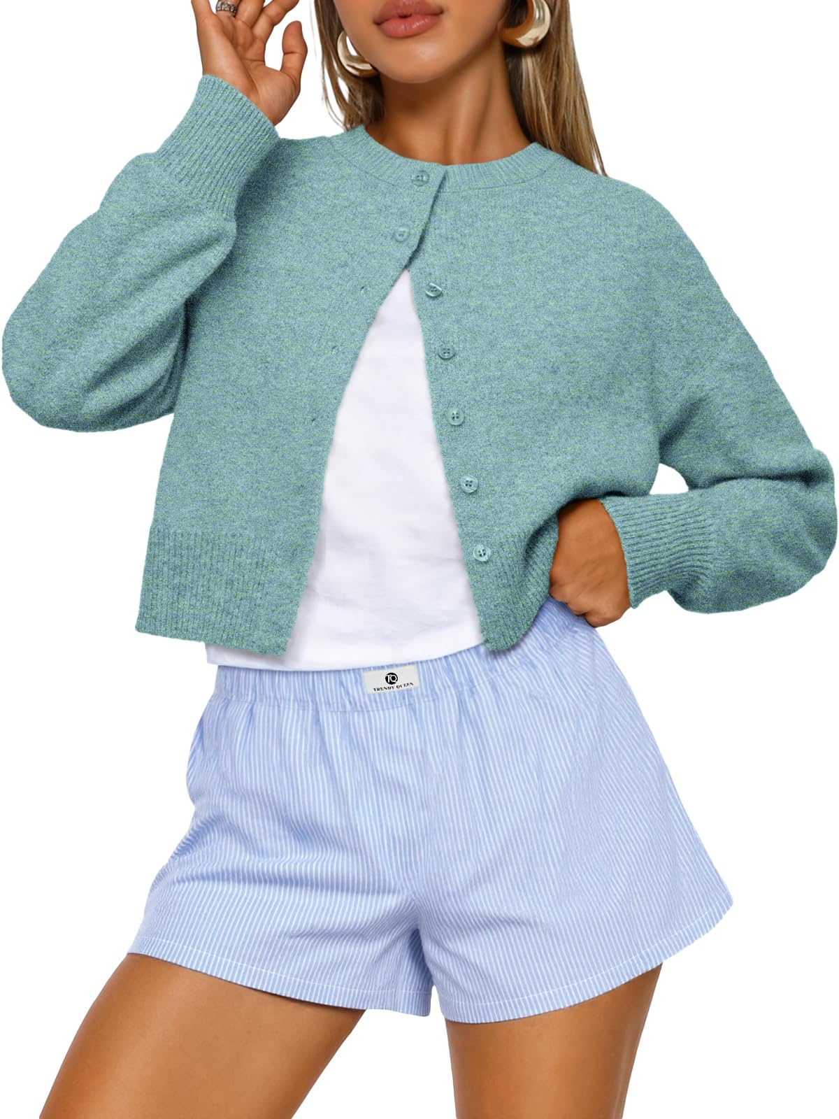 Trendy Queen Women's Cropped Fall Cardigan Sweater