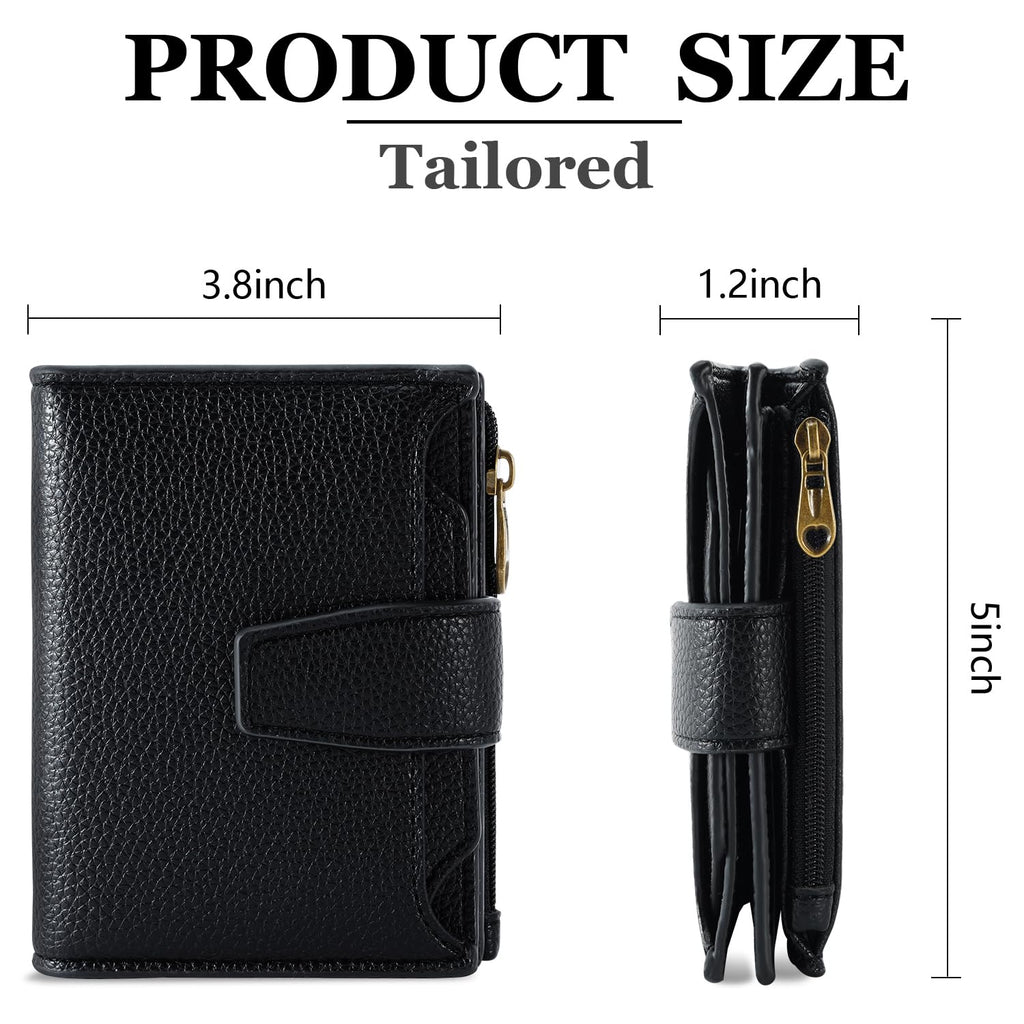 Women's Compact RFID Bifold Leather Wallet with ID Window