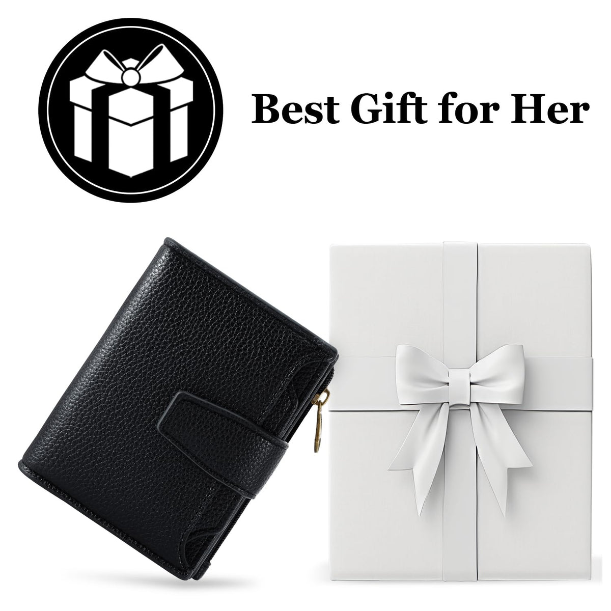 Women's Compact RFID Bifold Leather Wallet with ID Window