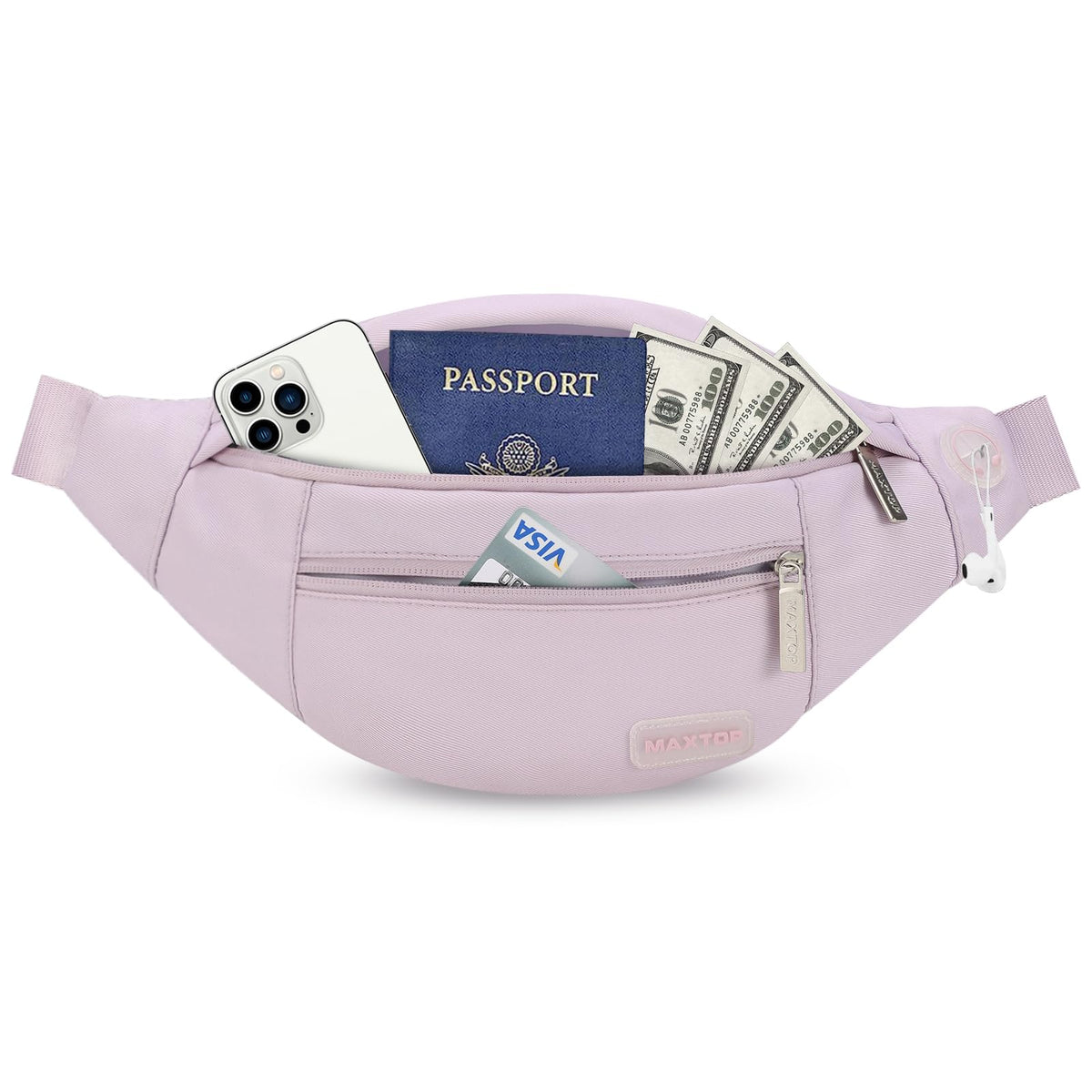 MAXTOP Unisex Large Crossbody Fanny Pack with 4 Zipper Pockets