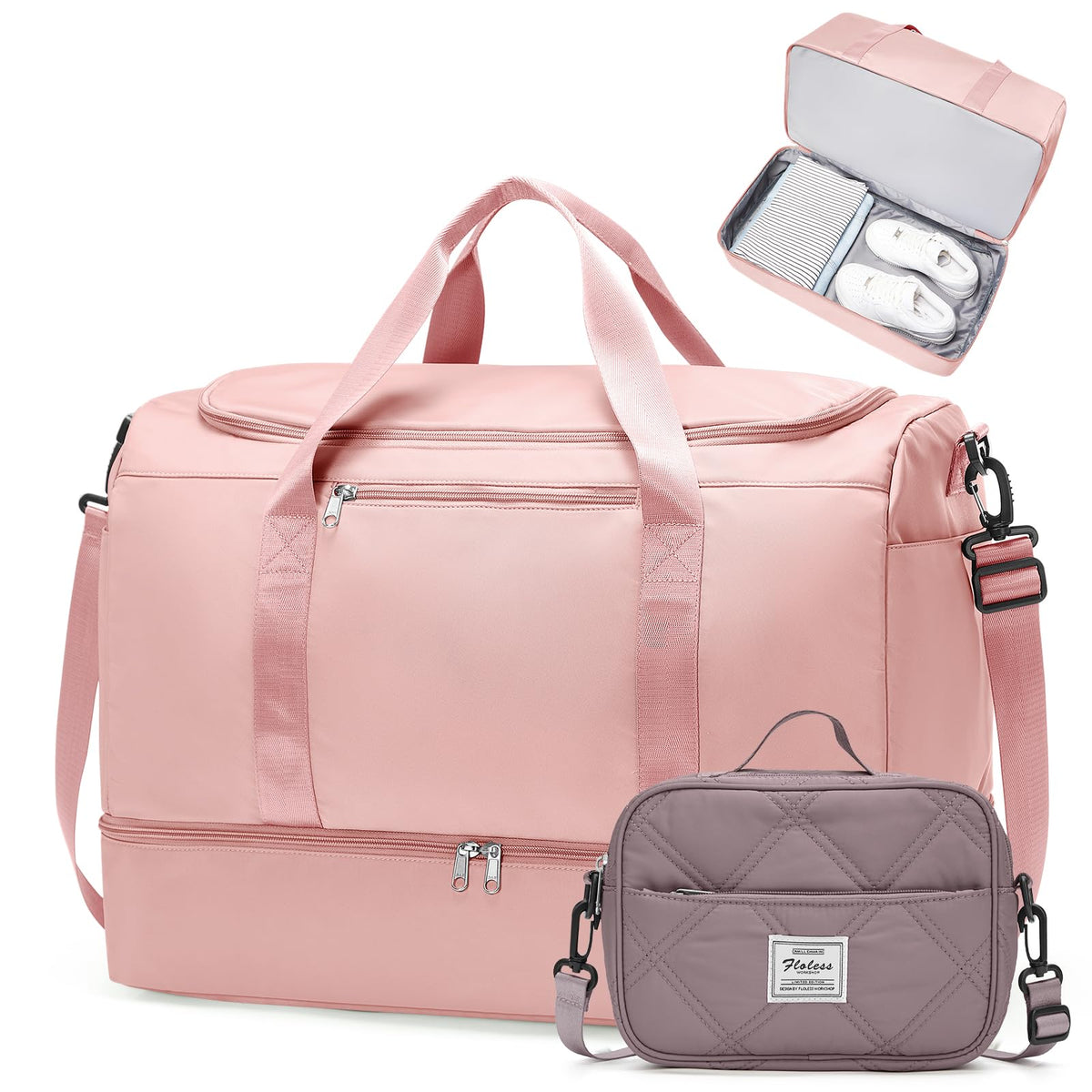 Women's Large Weekender Duffle Bag with Shoe Compartment