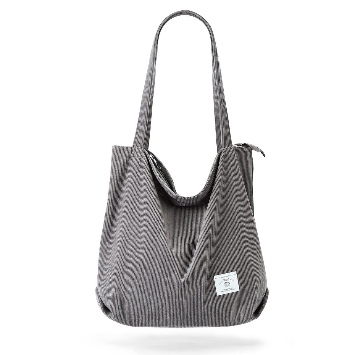 KALIDI Women's Large Corduroy Zipper Tote Shoulder Bag