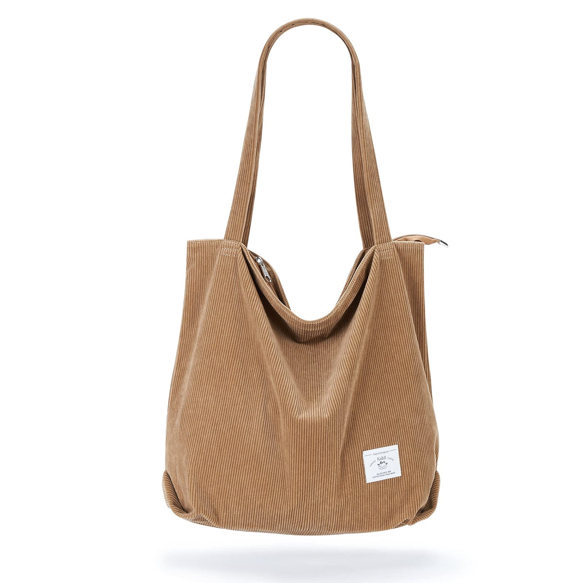 KALIDI Women's Large Corduroy Zipper Tote Shoulder Bag