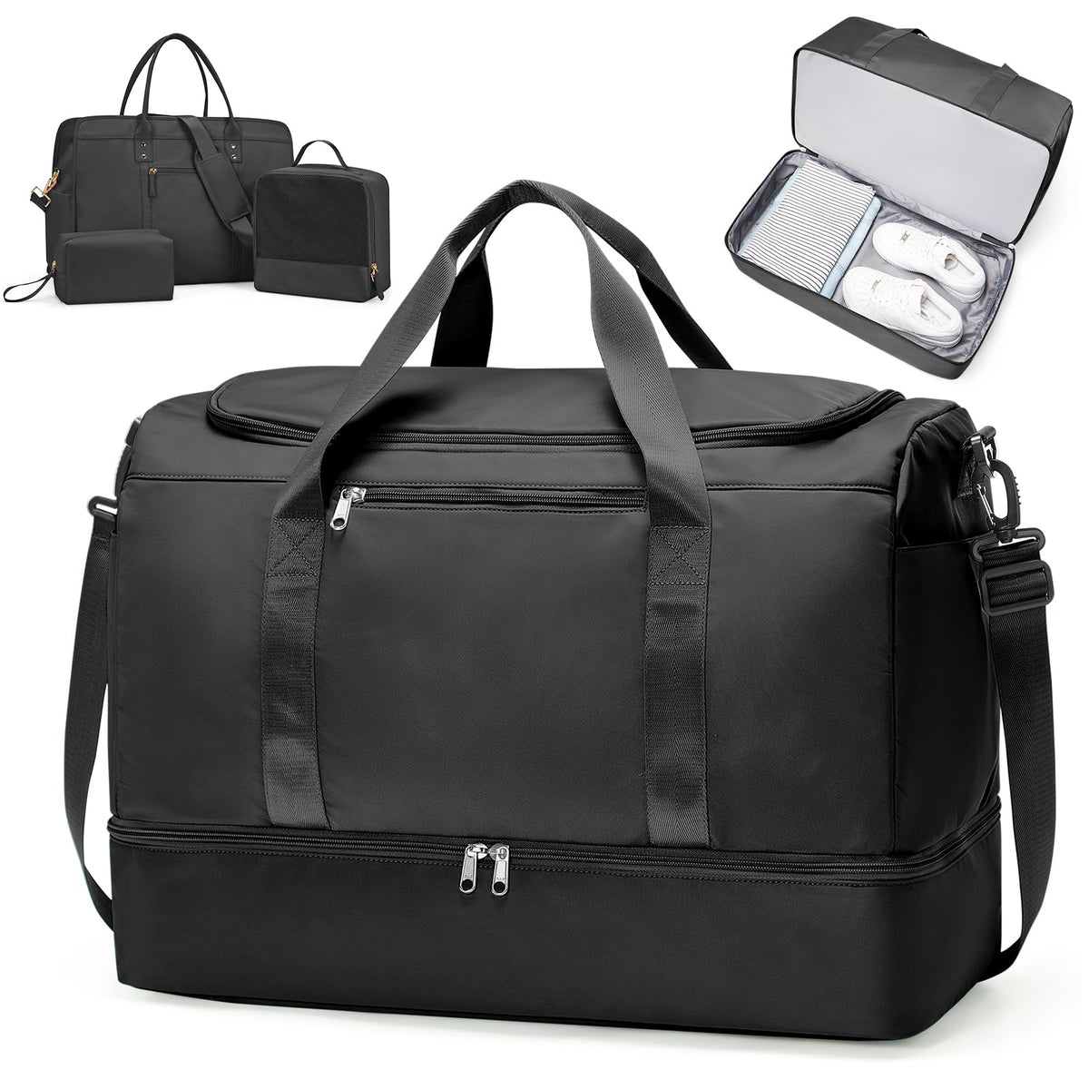 Women's Large Weekender Duffle Bag with Shoe Compartment