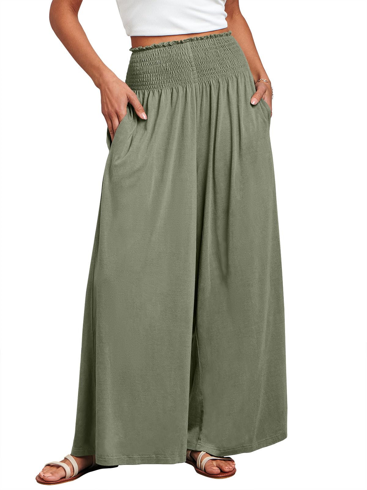 ANRABESS Women's Casual Wide-Leg Palazzo Pants with Pockets