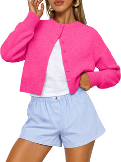 Trendy Queen Women's Cropped Fall Cardigan Sweater