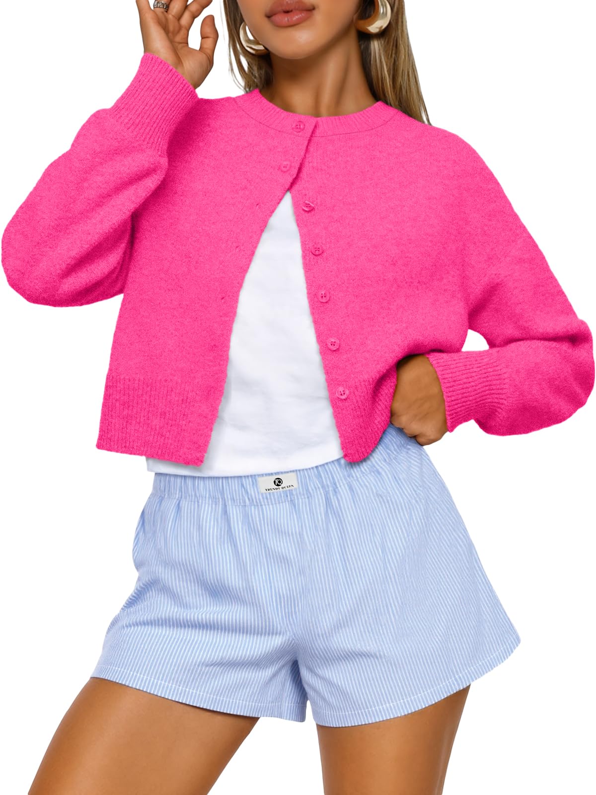 Trendy Queen Women's Cropped Fall Cardigan Sweater