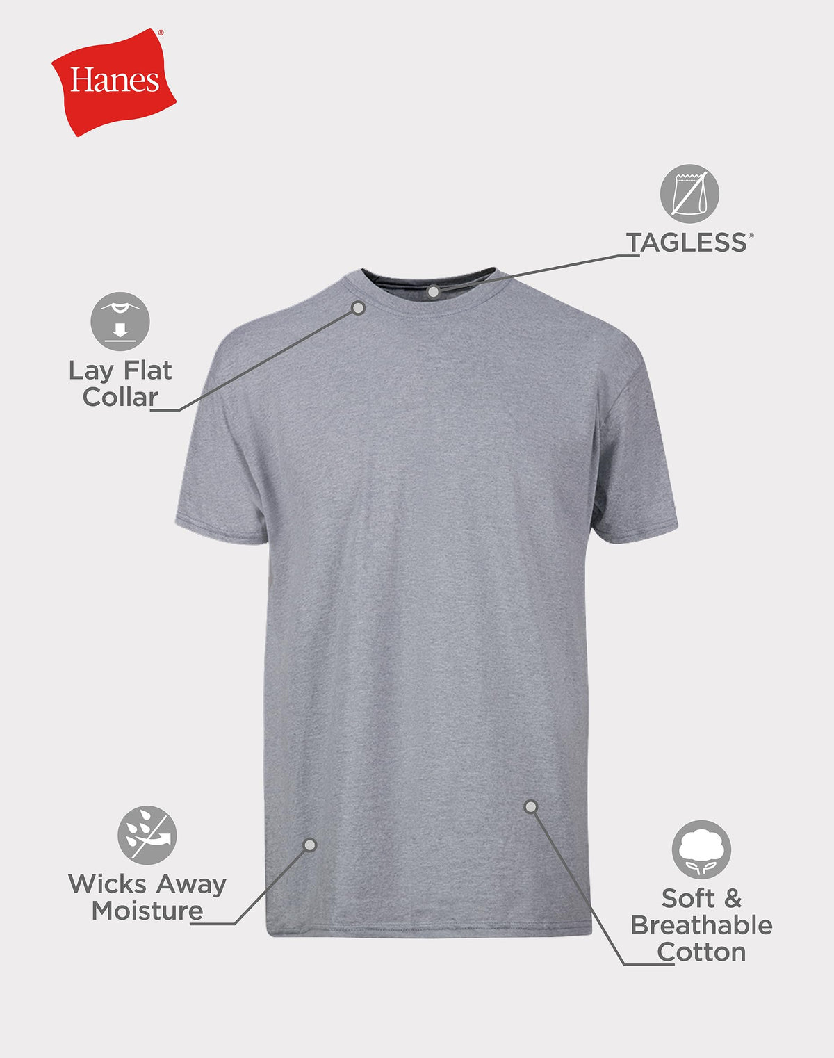 Hanes Men's Stay-Tucked Soft Cotton Undershirts Multipack