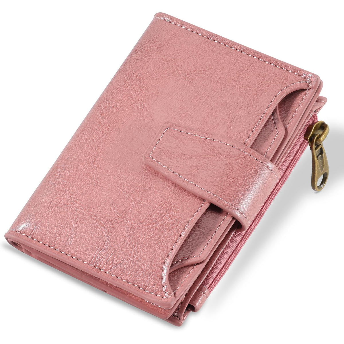 Women's Compact RFID Bifold Leather Wallet with ID Window