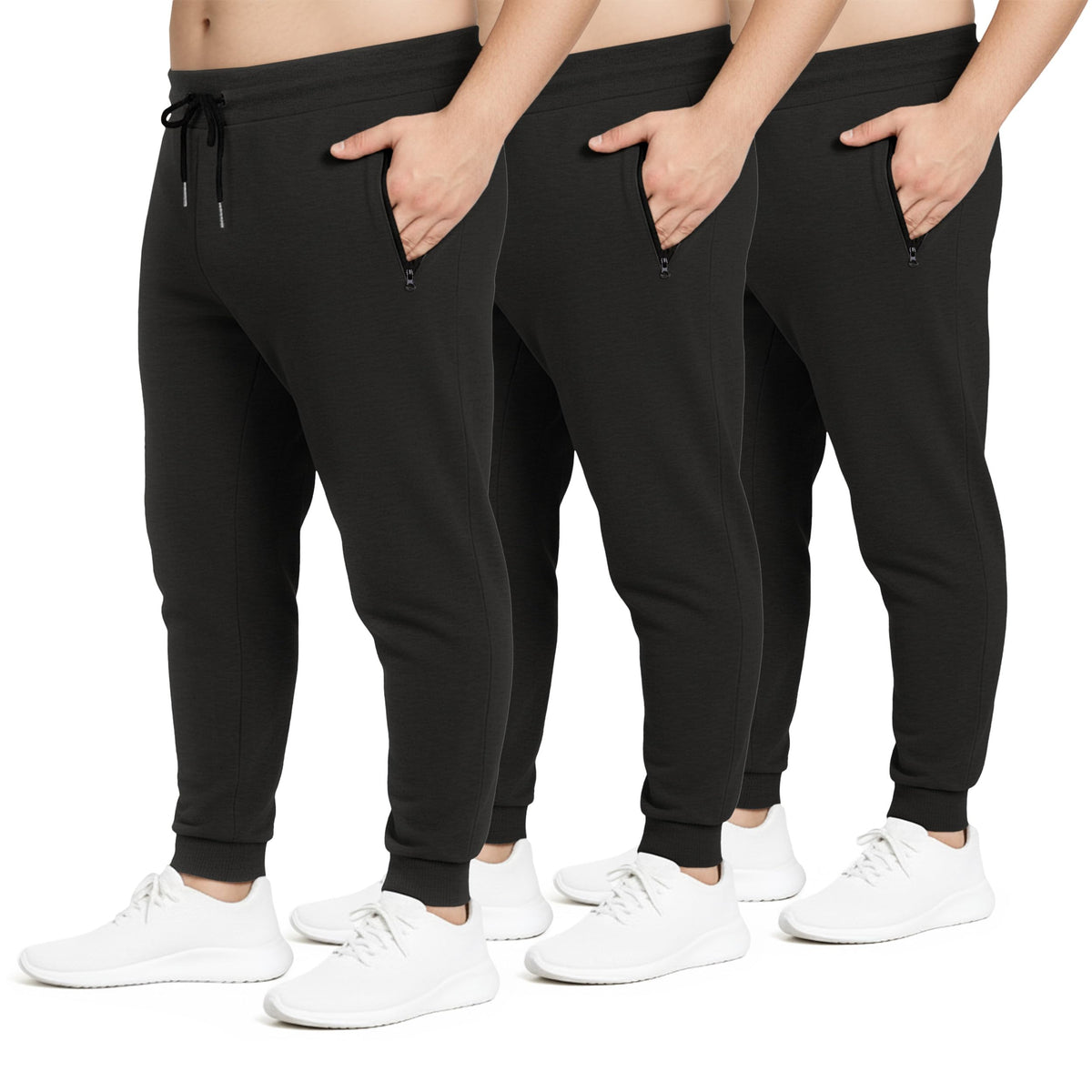 PURE CHAMP Men's Fleece Athletic Jogger Sweatpants 3-Pack