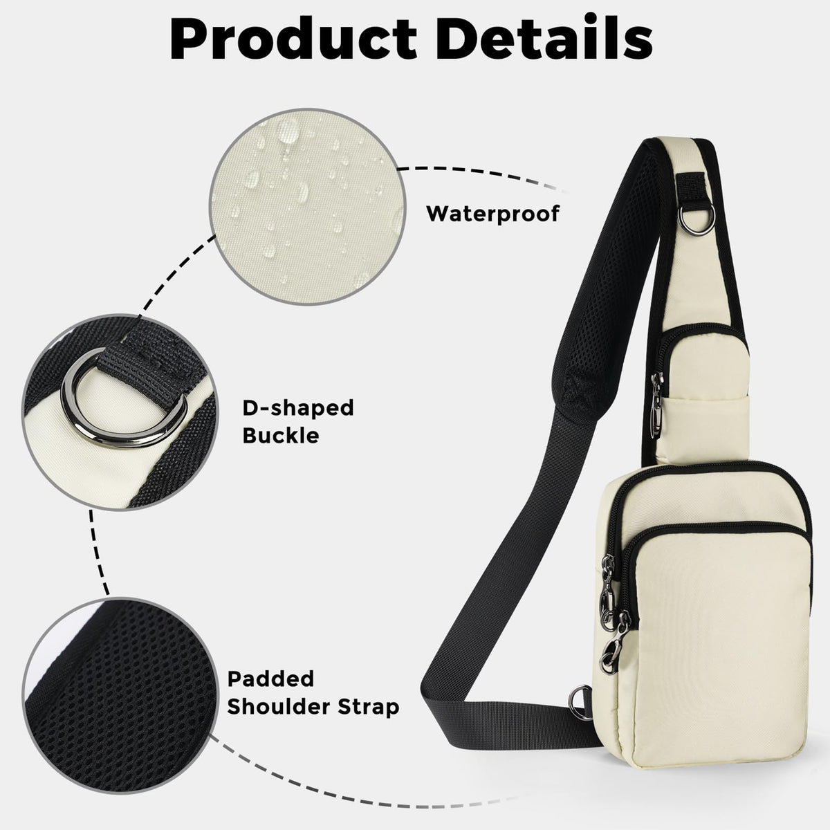 VADOO Unisex RFID Water-Resistant Crossbody Sling Bag